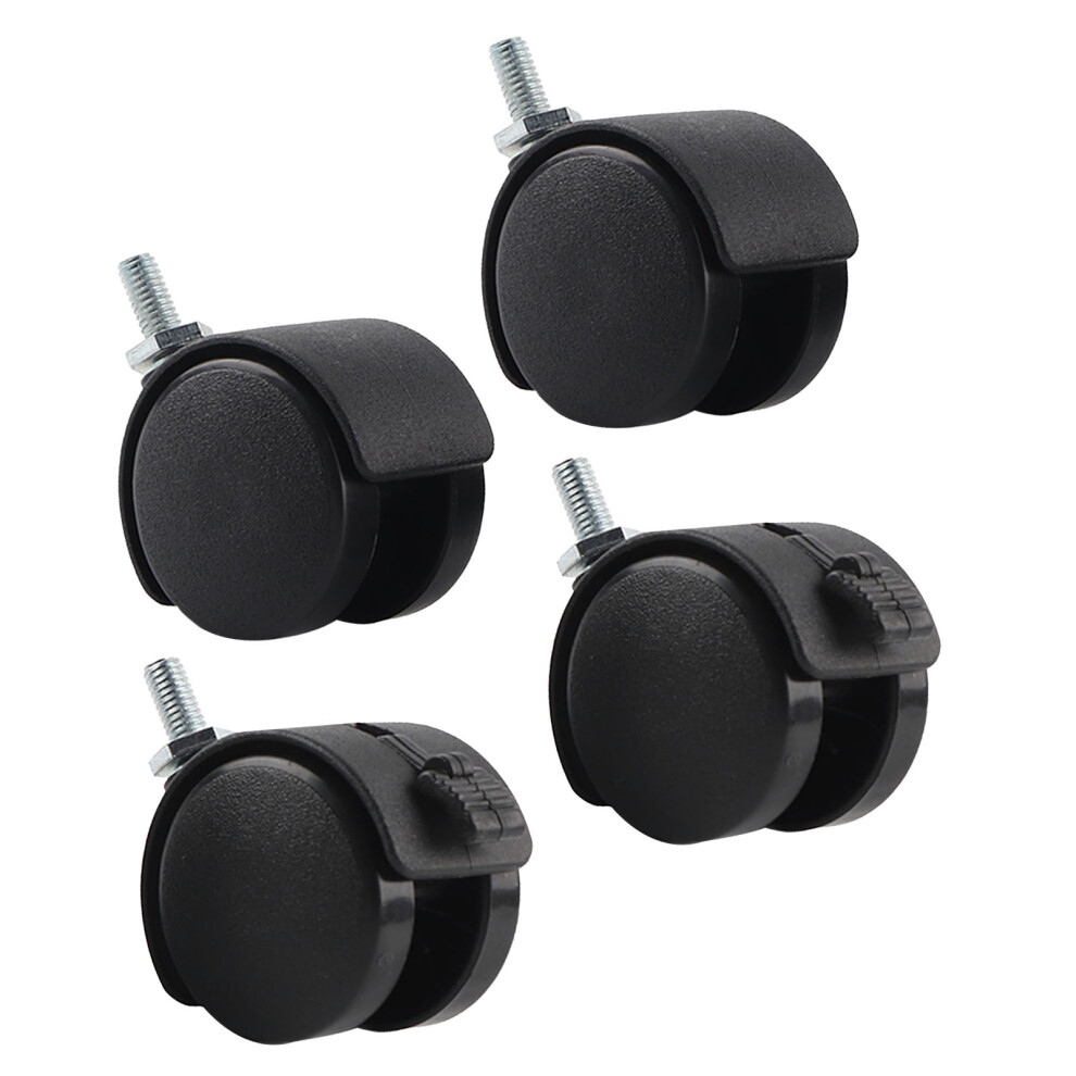 4Pcs Swivel Caster Furniture Office Chair Wheels Replacement Nylon Plastic With Brake Black 4941321638878