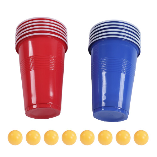 Set da gioco Beer Pong con 12 bicchieri, 8 palline, bicchiere 12,59,5 cm