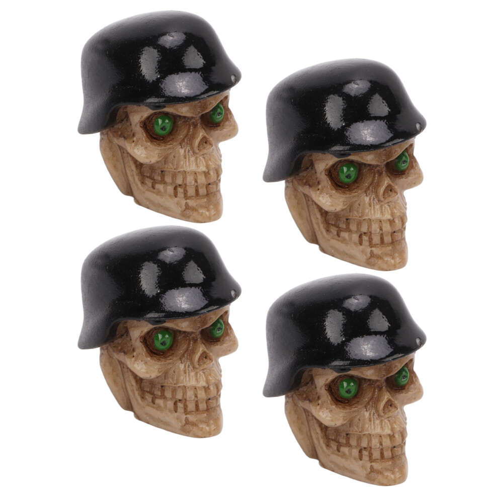 4Pcs/Set Helmet Skull Type Tire Valve Stem Caps With Rubber Ring Universal For Cars Bikes Suvs Trucks Bicycle Motorcycleblack 4651321644952