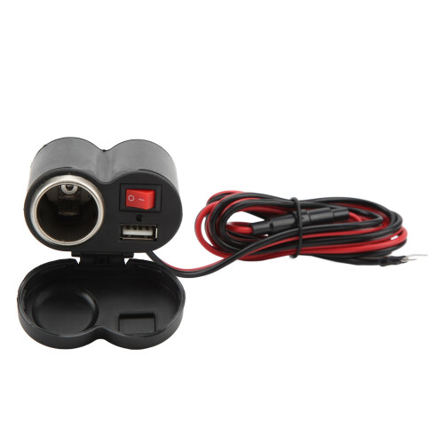 Motorcycle Handlebar Phone Charger Cigarette Lighter Socket Single USB Blue LED for Electronic Devices 1