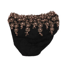 Turbante negro para la cabeza con encaje y felpa bordado