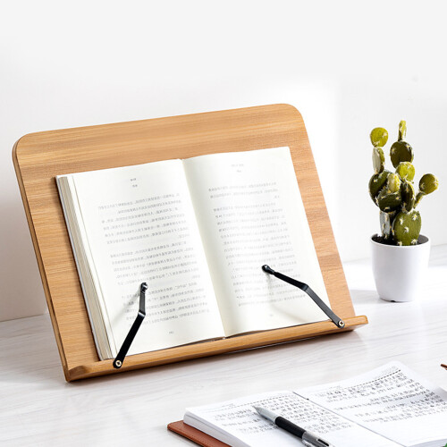Soporte para libros de bambú ajustable a 5 ángulos color madera 2