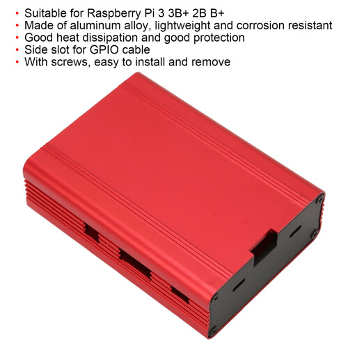 Carcasa de aluminio roja con enfriamiento para Raspberry Pi 3/3B+/2B 2