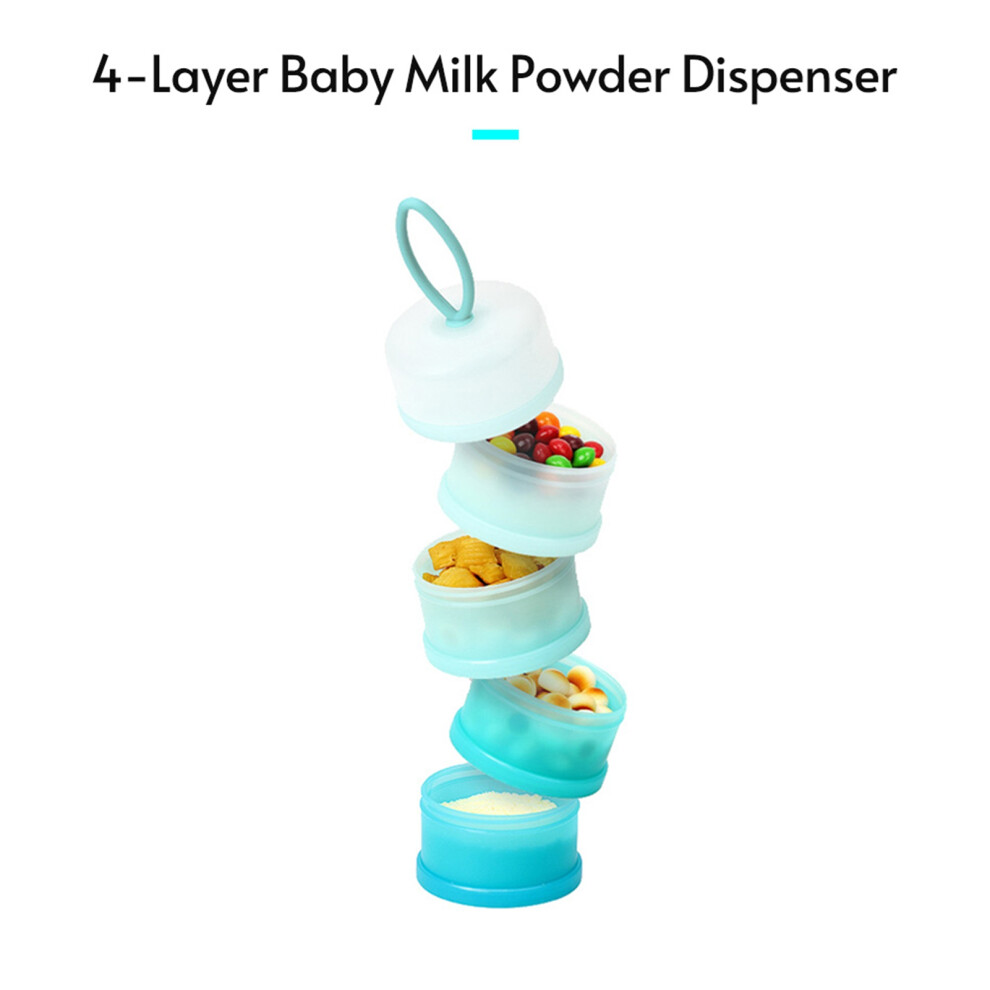 Portable 4-Layer Baby Formula Dispenser Travel Baby Milk Powder Container with Carry Handle Storage Container for Snacks Nuts Candy