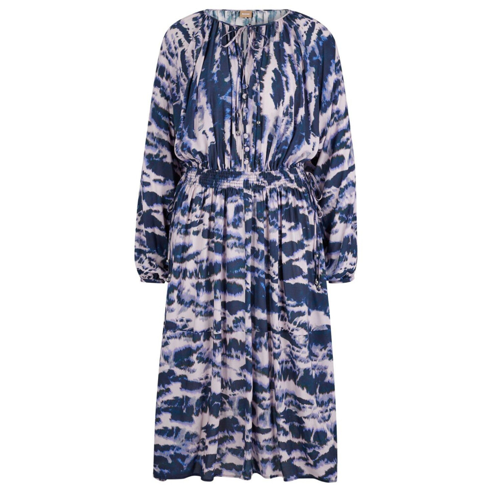 (12 UK, Navy/White) Boss Womens/Ladies Datiga Tie Dye Dress-image-OPC-PHVQYNX-NEW
