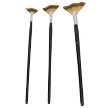 Conjunto de 3 pinceles abanico de madera natural - mango largo