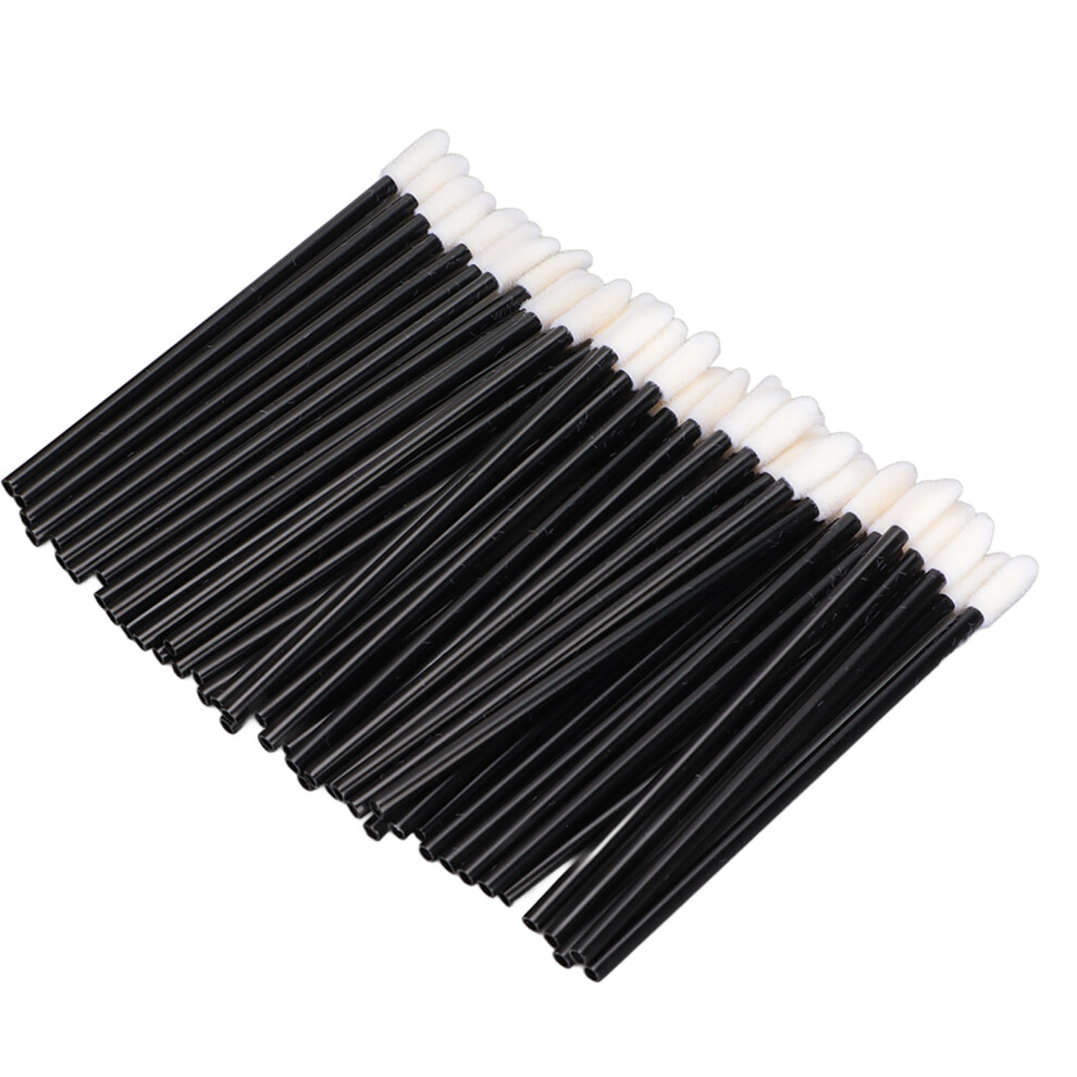 Black 100Pcs Disposable Lip Brushes Lightweight Comfortable Odorless Safe Lipstick Brush Applicator With Rod