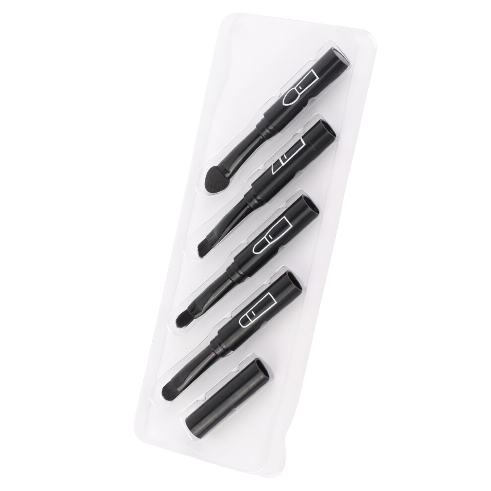 4 in 1 Telescopic Makeup Brushes Set Portable Retractable Lip Eyebrow Eyeshadow Cosmetic BrushesBlack
