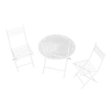 1:12 Conjunto de mesa y sillas de patio para casa de muñecas de aleación blanca