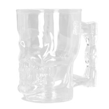 Boccale da birra a forma di teschio 500ml, 13x12.6x9.8cm, Trasparente