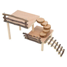 Plataforma para hámster de dos niveles 40x18x23 cm madera natural
