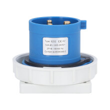 Conector IP67 de Nylon-Latón, tamaño 2P+E, 32 A, 220-240 V