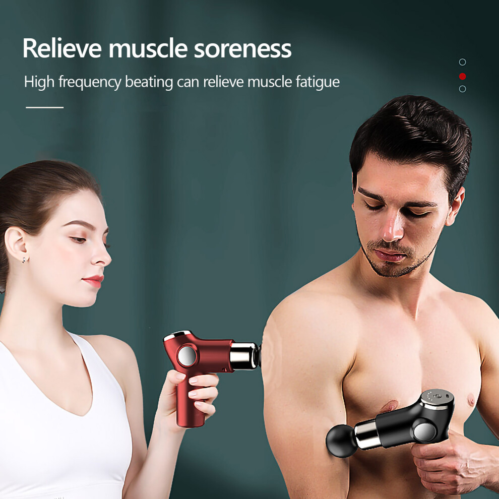 Grey Muscle Therapy Device For Athletes Body Muscle Massager Handheld Massager 32 Adjustable Strength Levels 4 Massage Heads,
