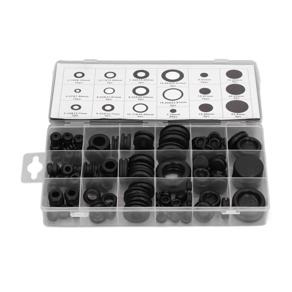 125Pcs Grommet Assortment Rubber Sealing Eyelet Ring Gasket Combination Set For Automotive 4641321679986