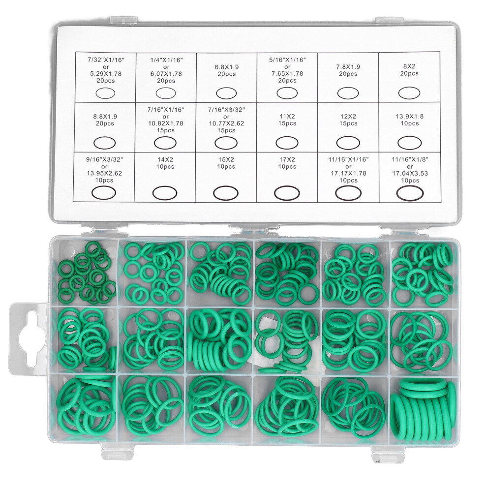270Pcs Green O Ring Kit Rubber Wear Resistant O Rings Sealing Assortment Set For Automobile 5031321679991