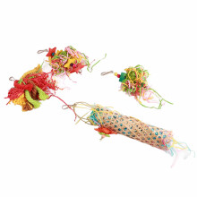 Set de juguetes para aves que deshilachan - Juguete colorido para jaula de loro
