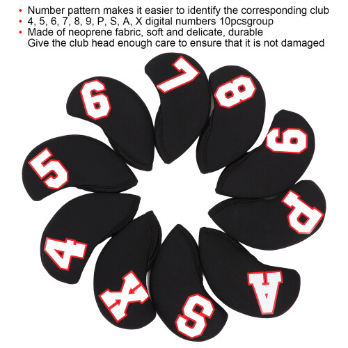 10 pezzi copriferri da golf in neoprene 14x7cm nero 2
