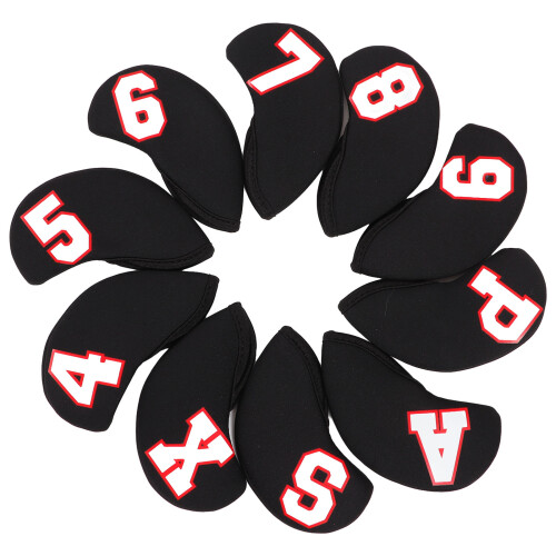 10 pezzi copriferri da golf in neoprene 14x7cm nero 1