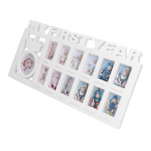 Newborn Photo Frame Durable Polished 12 Small Picture Frames Record Baby's Monthly Growth Baby Photo Frame for GiftWhite