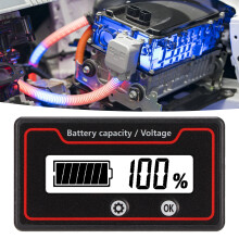 12-84V LCD-Batteriemessgerät mit Lichtalarm für Elektrofahrzeuge, Weiß