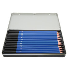 Kit de 12 crayons à croquis brillants avec boîte en fer.