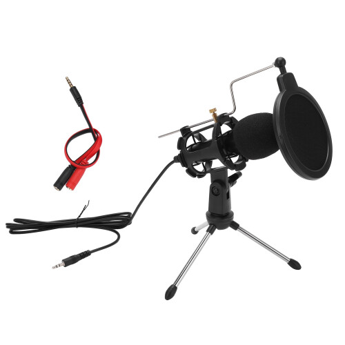 Microfono a condensatore USB cardioide con treppiede pieghevole, 14 cm 1