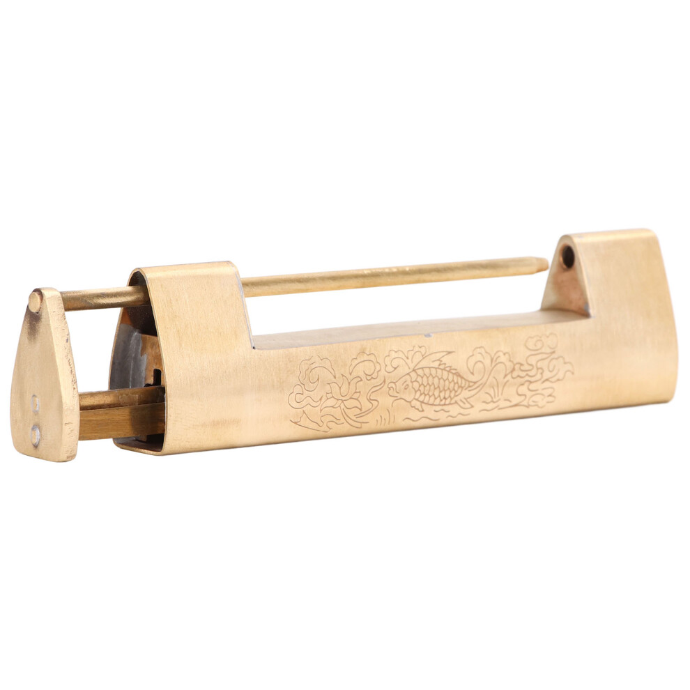 Brass Antique Padlock 8Cm Spacing Delicate Chinese Old Style Jewelry Box Padlock With Key 9301321690323