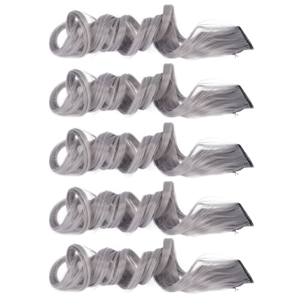 Unisex 5Pcs Hair Extension Highlights Hairpiece Women Girls Fashionble Long Curly Colored Clip In Hairpiecegray