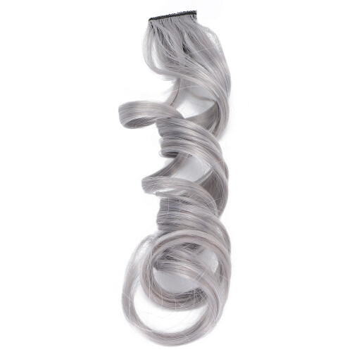 5 pezzi di extension per capelli a clip da 55 cm ricci grigi 2