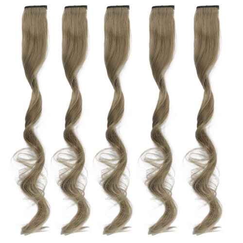 5 pezzi di extension per capelli con clip grigio-verde 55 cm 1