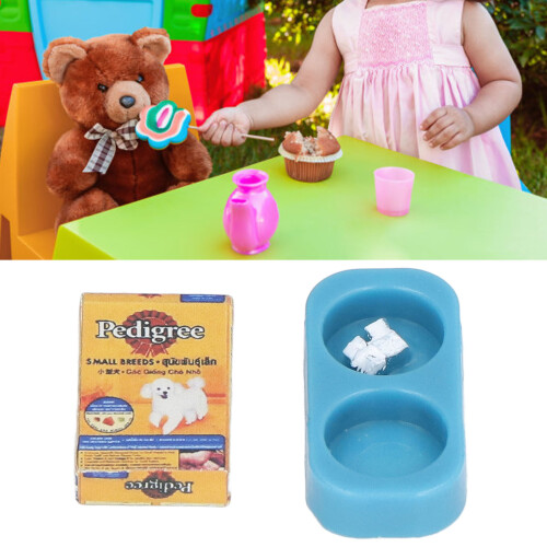 Mini Modello di Cibo per Animali in Plastica in Scala 1:12 Gatto e Cane
