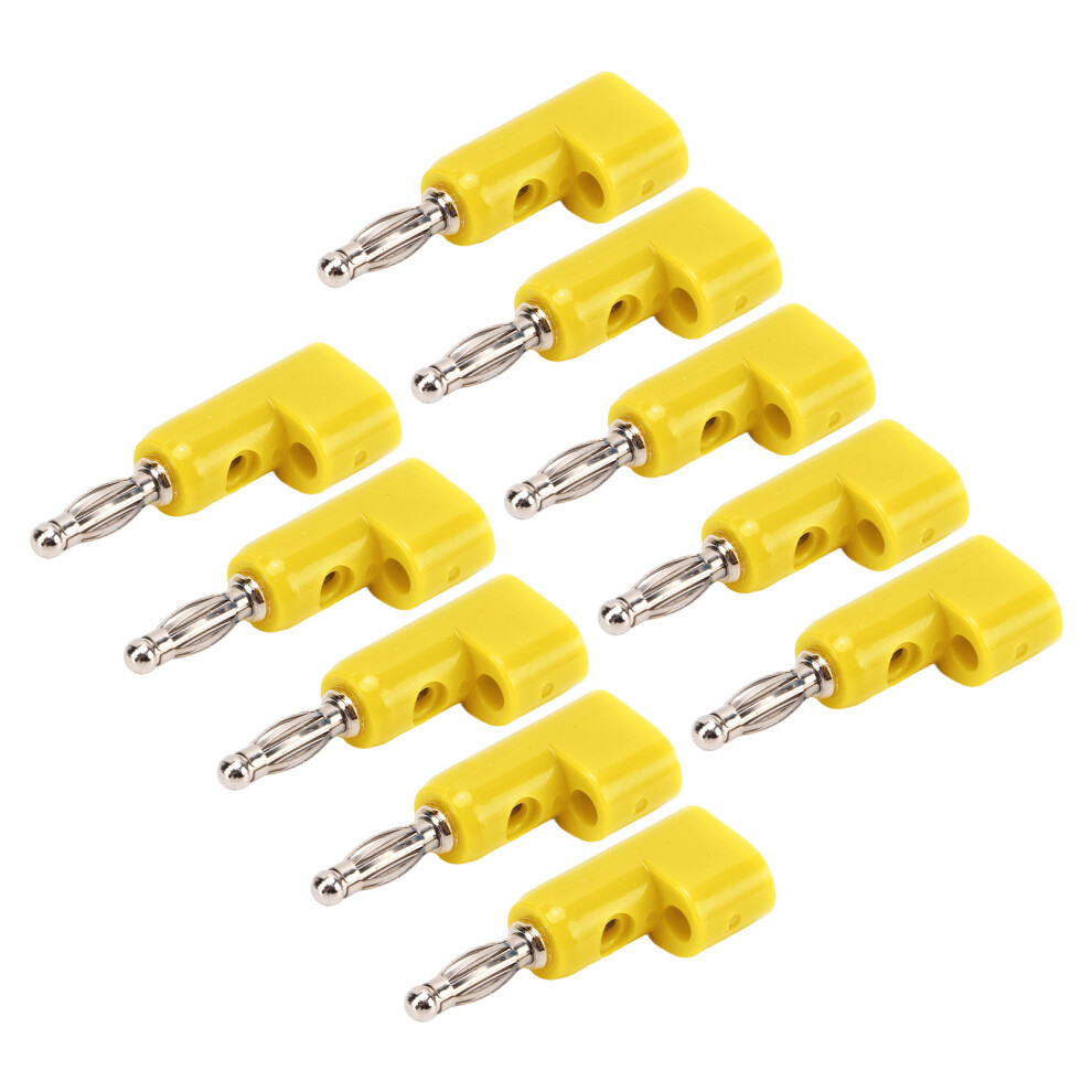 10Pcs 4Mm Stackable Banana Plug Connectors Solderless Banana Plugs For Security Accessoriesyellow 7891321693322