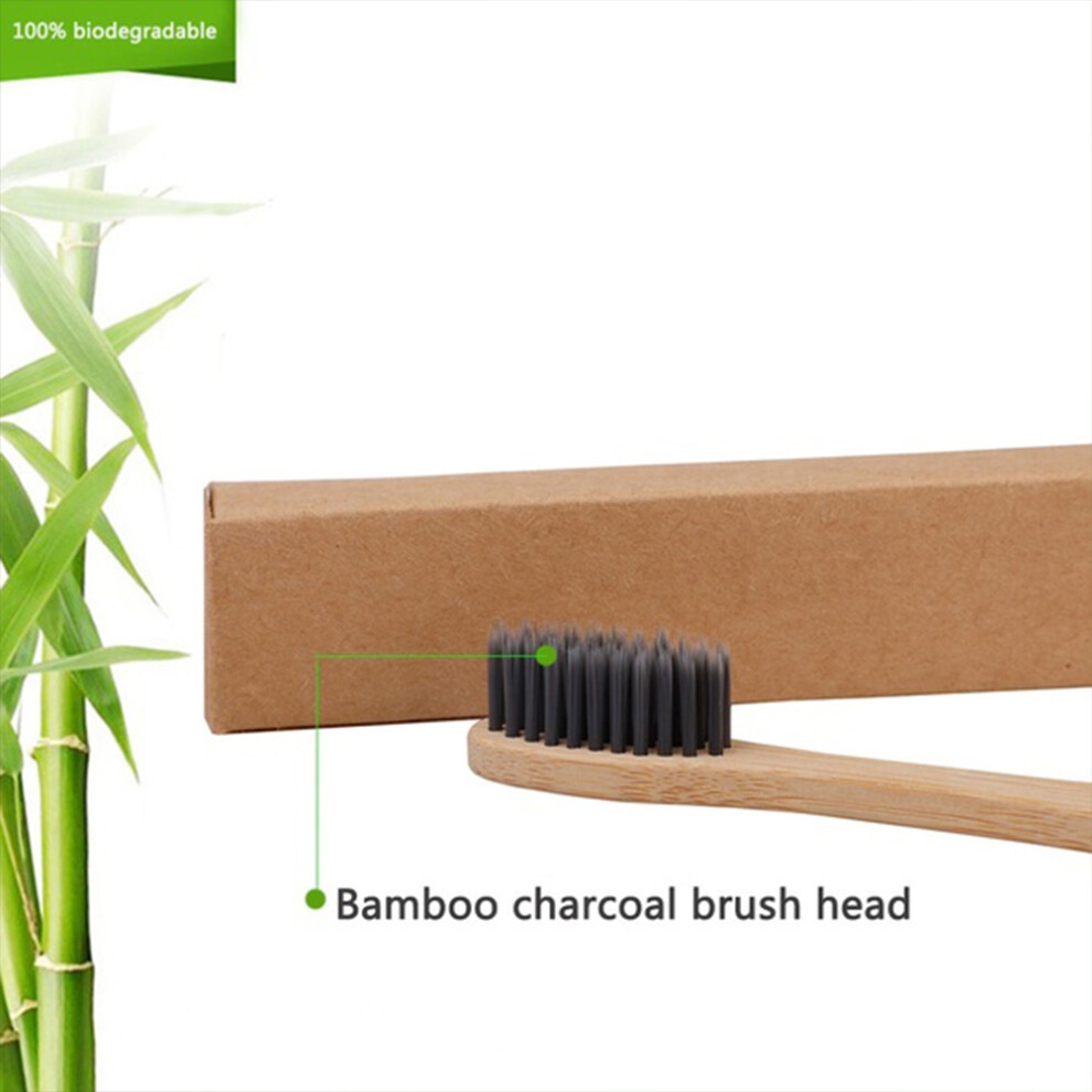 10Pcs Bamboo Charcoal Toothbrushes Soft Bristles Eco Friendly Oral Care Travel Tooth Brushes