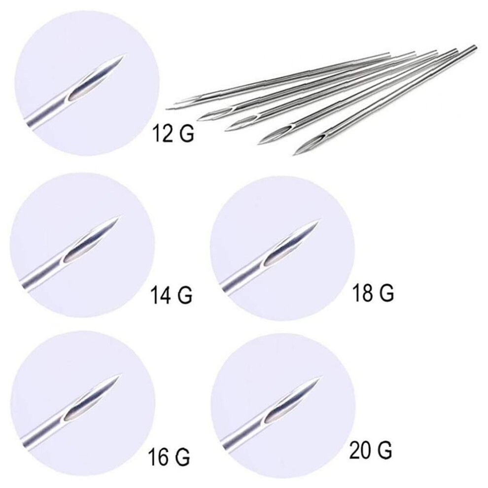 Piercing Needles Mixed Sizes 12G 14G 16G 18G and 20G Disposable Body Piercing Needles Piercing Supplies