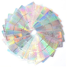 Stamping d’ongles DIY 24 feuilles de vinyle à grille irrégulière autocollants réutilisables pour nail art