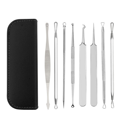 8 pièces Kit extracteur de points noirs noir 15.2x5x2.5cm