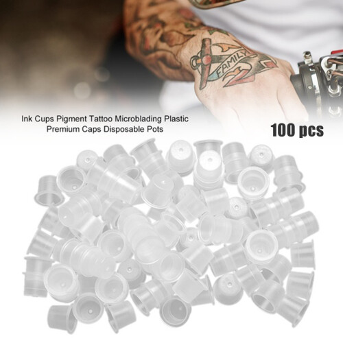 100 pezzi coppe per tatuaggi L16mm M13mm S11mm Bianco 1