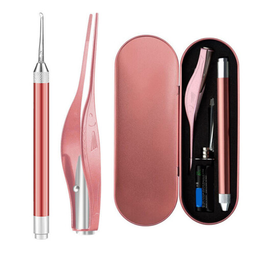 Kit de cure-oreilles LED en acier inoxydable or rose/argent 1