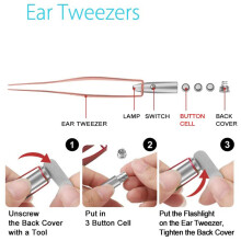 Kit de cure-oreilles LED en acier inoxydable or rose/argent