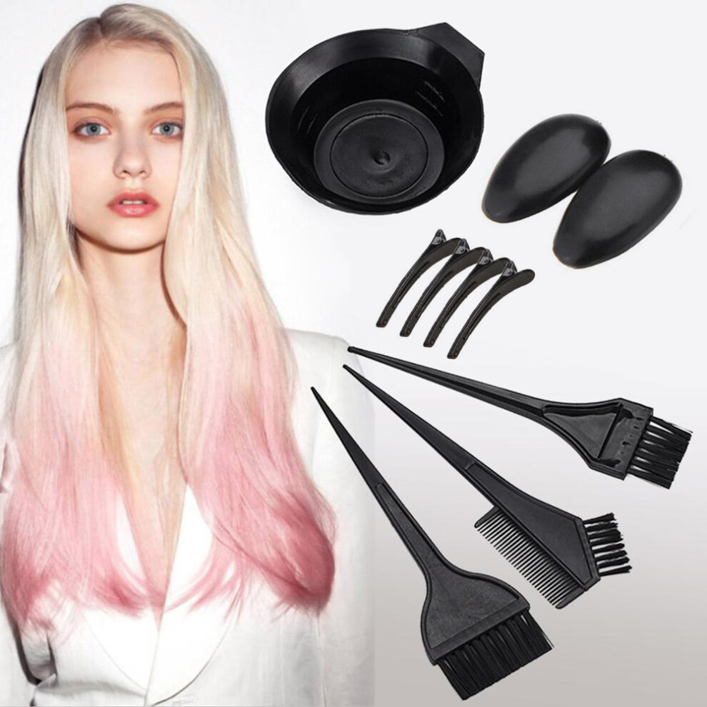 9Pcs Hair Dye Coloring Kit Hair Tinting Bowl Dye Brush Ear Cover Gloves Hair Coloring Cape For Salon and Home Use