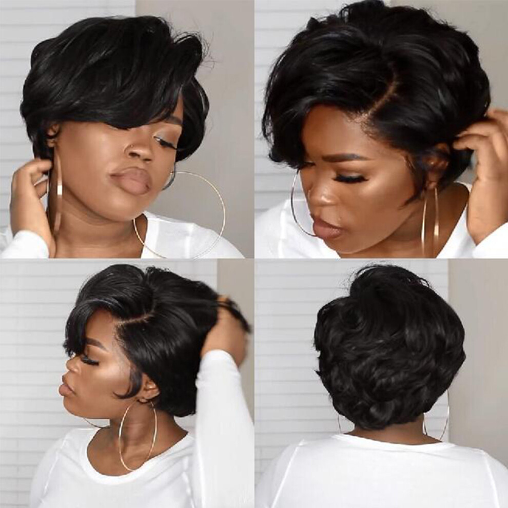 Unisex Pixie Cut Wig Human Hair Wig Short Curly Human Hair Wigs For Women Straight Bob Wig