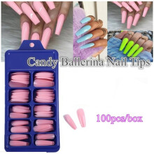 100Pcs/Box Coffin Ballerina False Nail Tips Full Cover Nails Tips DIY Acrylic Nail Art 10 Sizes Full Set