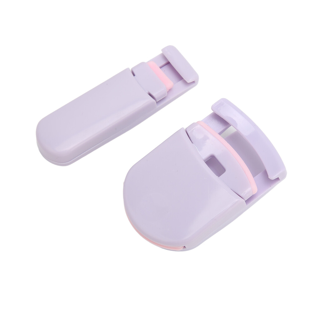 Purple 2Pcs Wide Angle Partial Eyelash Curler Cute Eyelash Curlers With Replacement Silicone Refill Pad For Women Girls( )