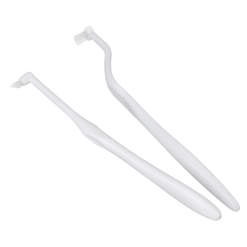 Spazzolino da denti bianco con setole a ciuffi e set interdentale, 2 pezzi, Standard