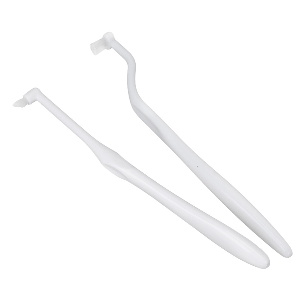 White Tufted Toothbrush Orthodontic Brace Cleaning Stain Removal Interdental Toothbrush For Oral Care