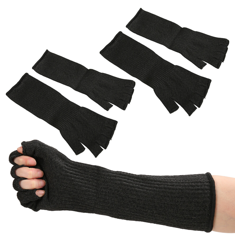 2 Pairs Cut Resistant Safety Sleeves 5 Levels Prevent Scratches Arm Protection Sleeves with Finger HolesL 45cm / 17.72in Length