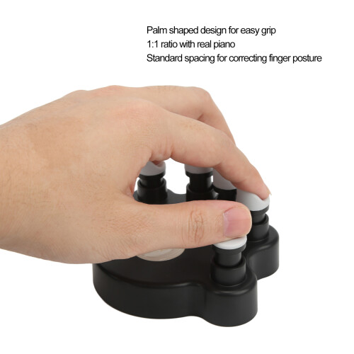 2 pièces Exerciseur de doigts pour piano ABS + silicone noir 2