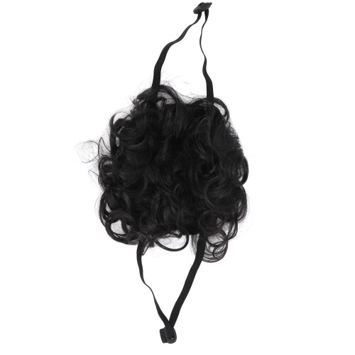 Perruque noire pour animal de compagnie 30-60cm bande élastique réglable 1