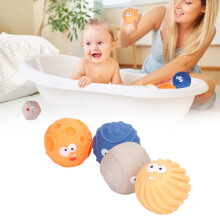 Balles sensorielles en PVC – Pack de 4 – pour bébés de 6 à 12 mois – toucher doux et faciles à tenir