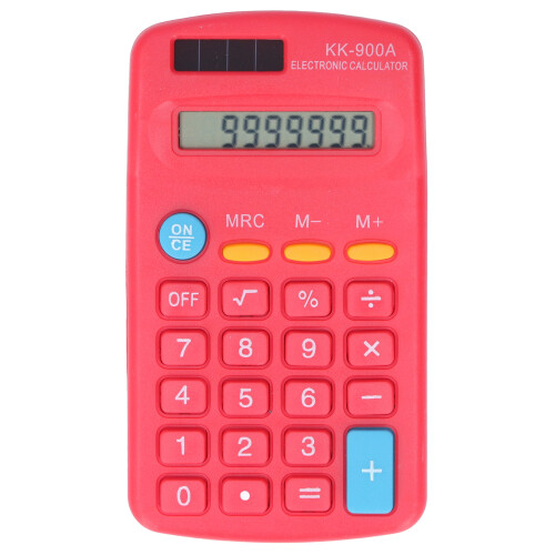 Calculatrice rouge à 8 chiffres, 11,5  6,5  2 cm, Solar-Dual 1